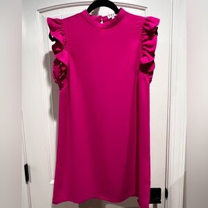 Fuchsia mini Dress with Ruffle Sleeves